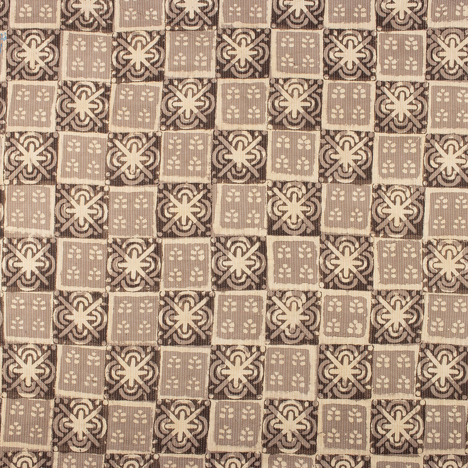 Floral Dabu Hand Block Print Cotton Kantha Fabric