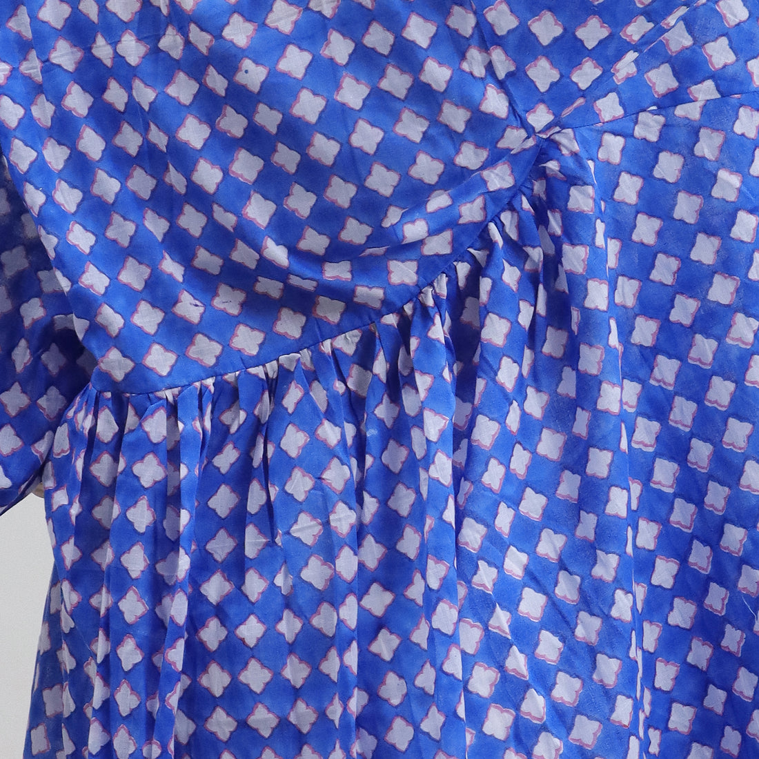 Floral Hand Block Print Cotton Summer Midi Dress