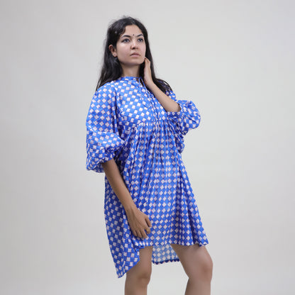 Floral Hand Block Print Cotton Summer Midi Dress