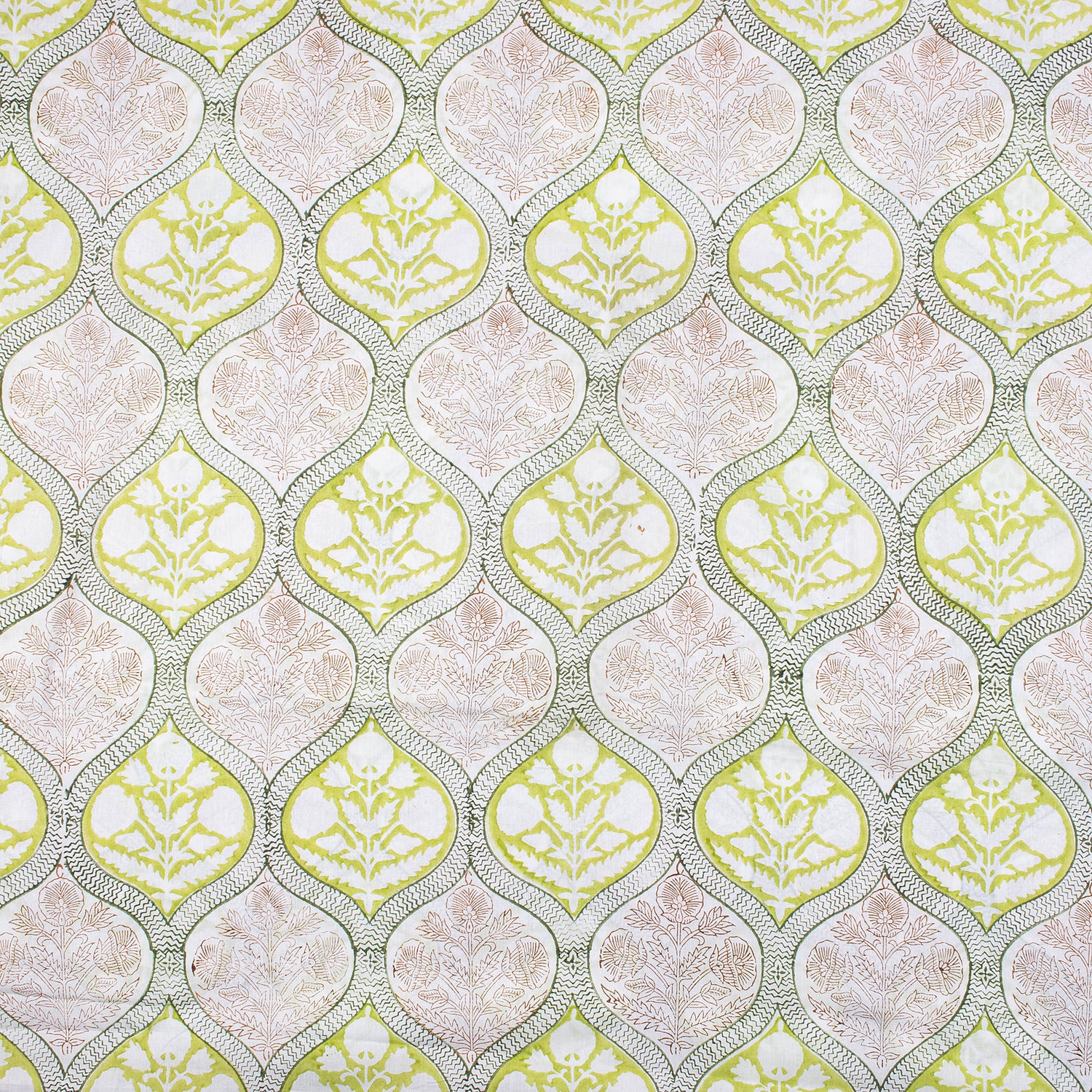 Floral Hand Block Print Cotton Voile Fabric