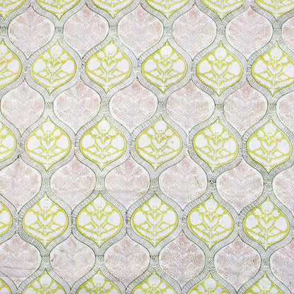 Floral Hand Block Print Cotton Voile Fabric