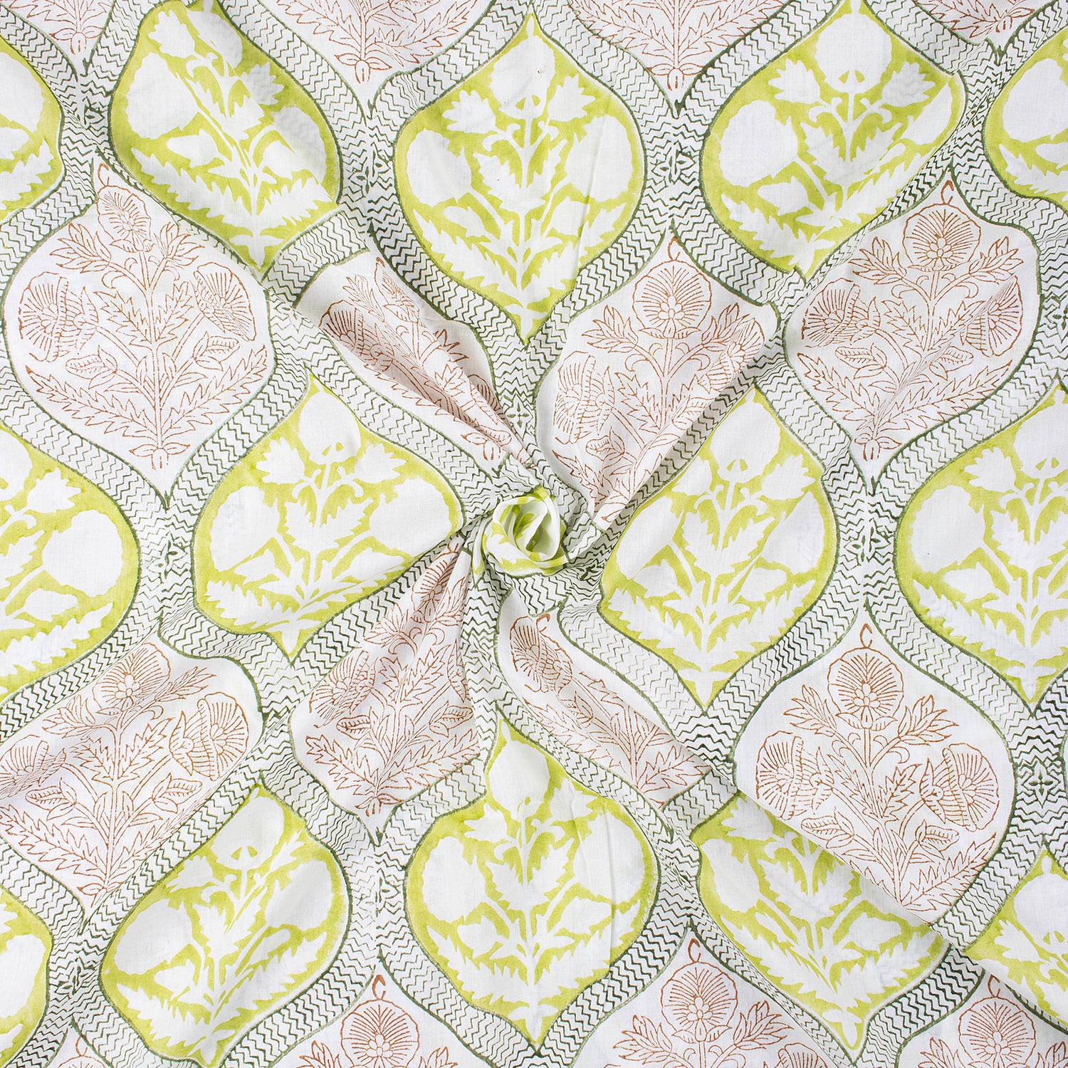 Floral Hand Block Print Cotton Voile Fabric