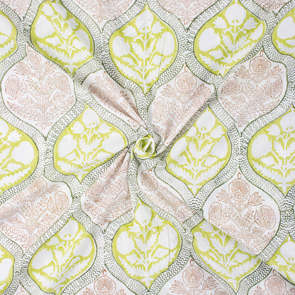 Floral Hand Block Print Cotton Voile Fabric
