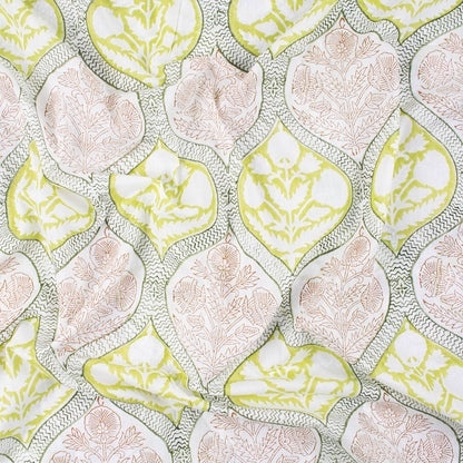 Floral Hand Block Print Cotton Voile Fabric