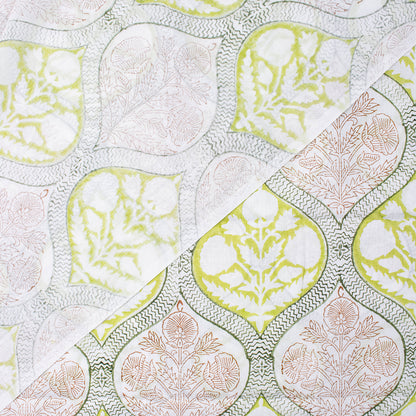 Floral Hand Block Print Cotton Voile Fabric