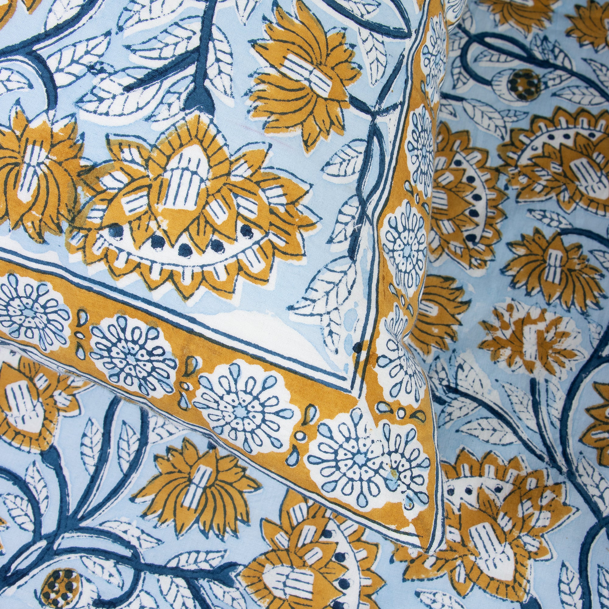 Floral Hand Block Print Organic Cotton Bedsheet