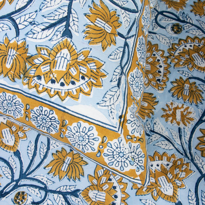Floral Hand Block Print Organic Cotton Bedsheet