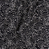 Floral Hand Block Printed Black and White Fabric by the Yard