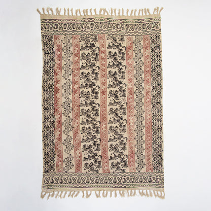 Floral Hand Block Printed Cotton Sofa Throw Blankets