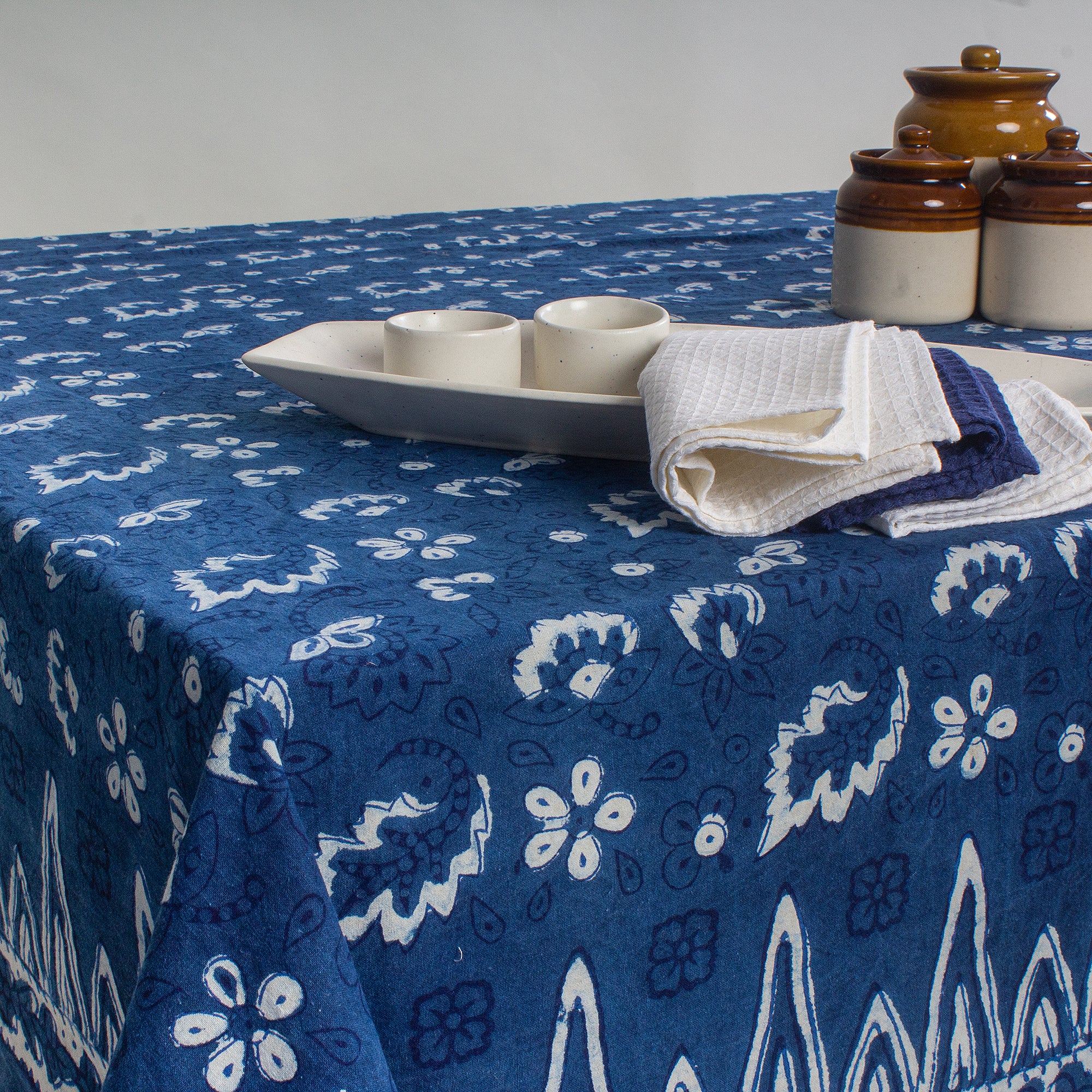Floral Hand Block Printed Dining Table Cloth
