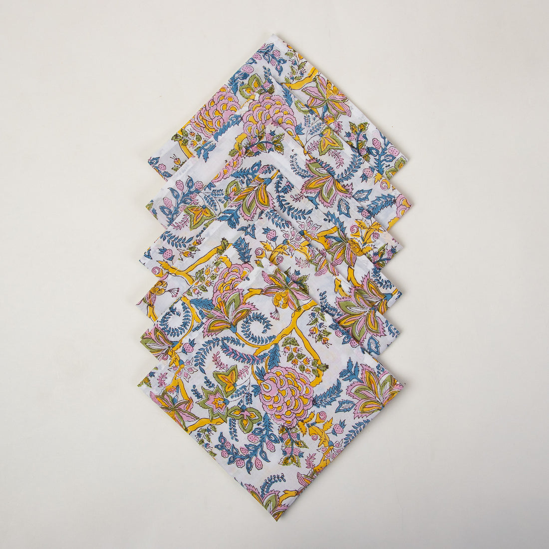 Floral Hand Block Printed Pure Cotton Outdoor Party Napkin