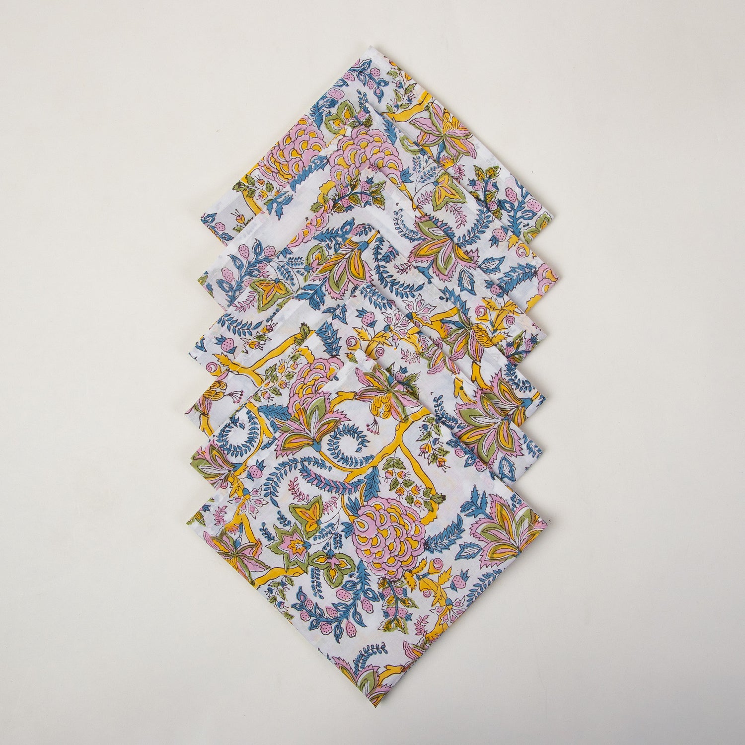 Floral Hand Block Printed Pure Cotton Outdoor Party Napkin