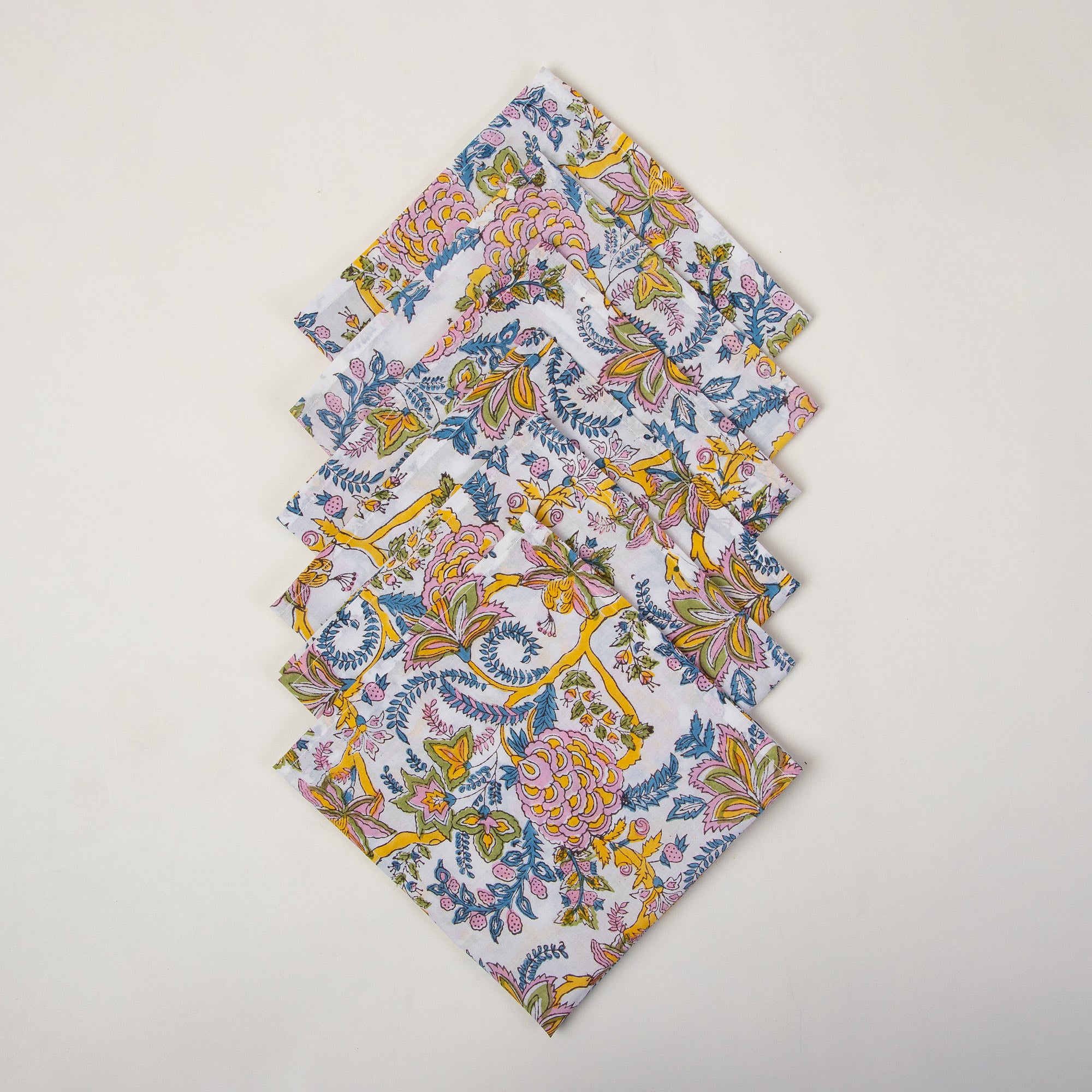 Floral Hand Block Printed Pure Cotton Outdoor Party Napkin
