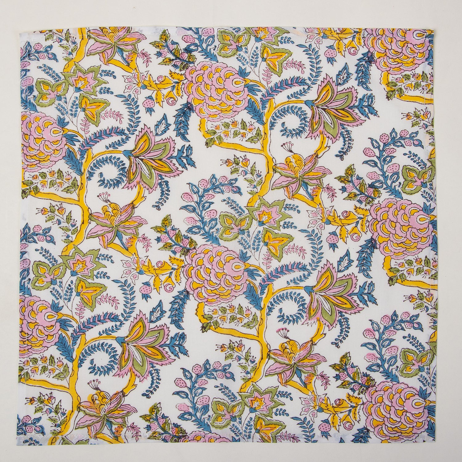 Floral Hand Block Printed Pure Cotton Outdoor Party Napkin