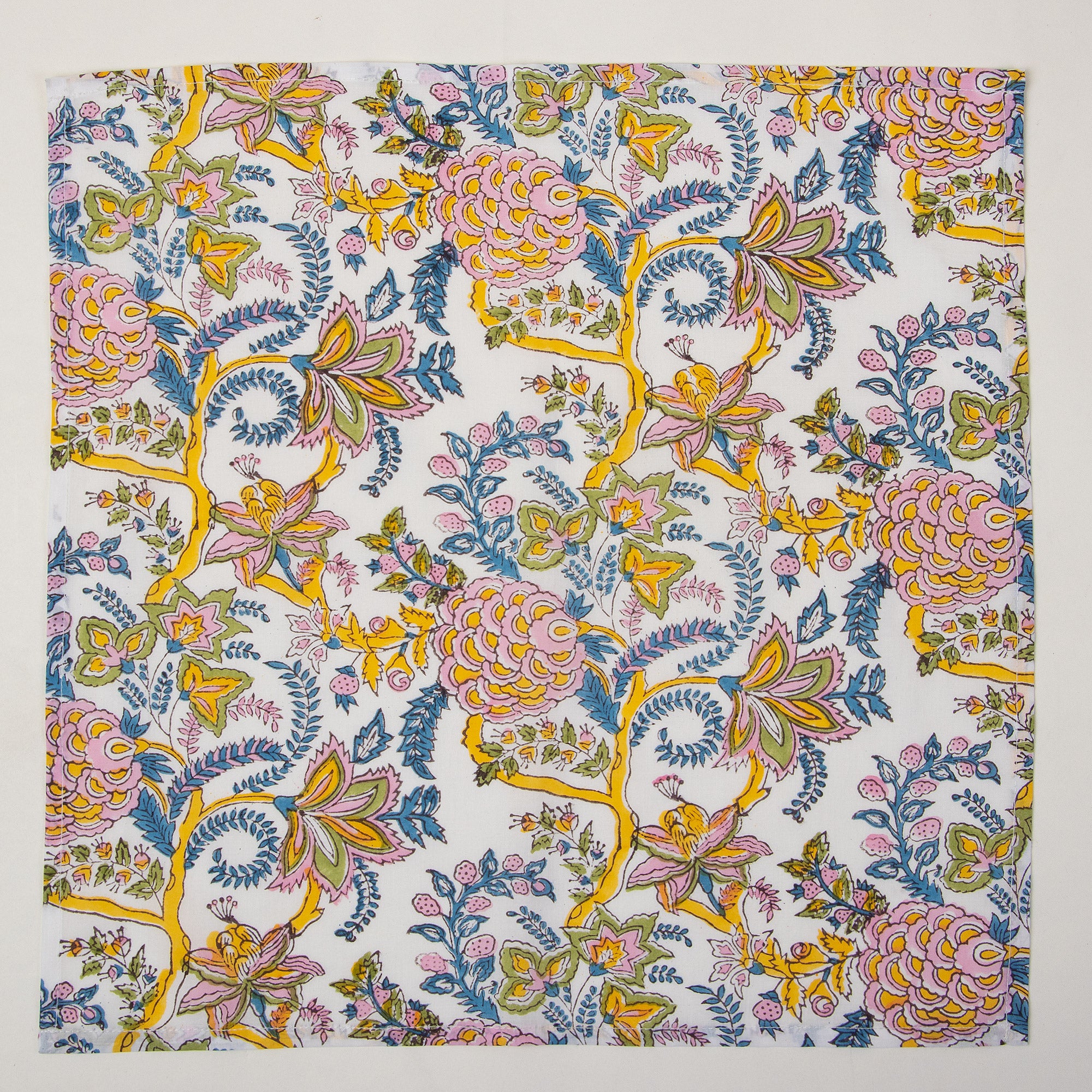 Floral Hand Block Printed Pure Cotton Outdoor Party Napkin