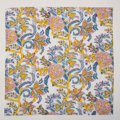 Floral Hand Block Printed Pure Cotton Outdoor Party Napkin