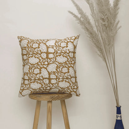 Floral Hand Block Printed Reversible Cotton Cushion Cover