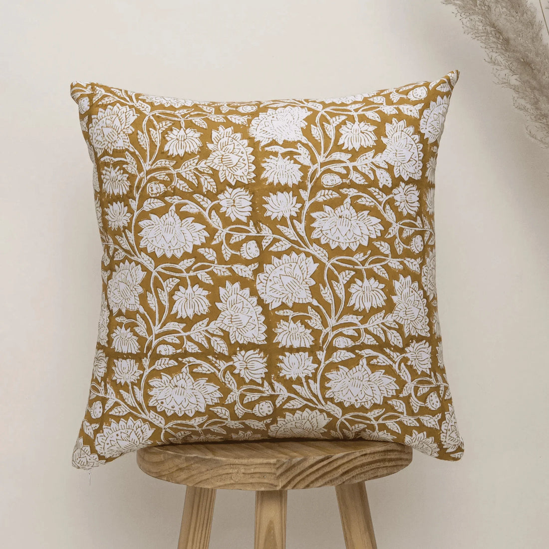 Floral Hand Block Printed Reversible Cotton Cushion Cover