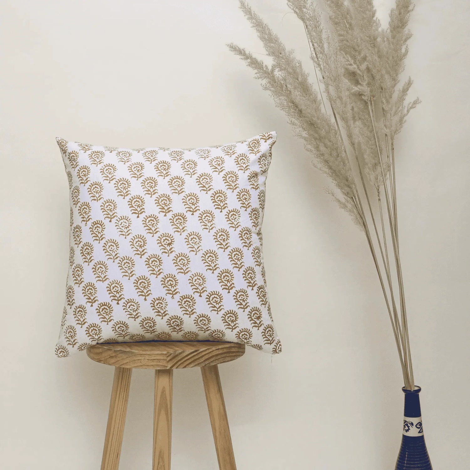 Floral Hand Block Printed Reversible Cotton Cushion Cover