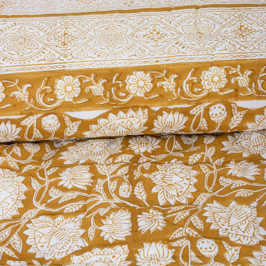 Floral Hand Block Printed Reversible Jaipuri Cotton Quilt