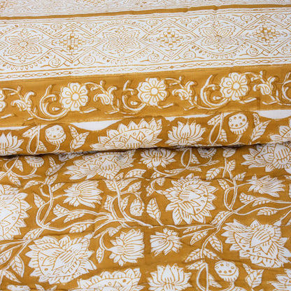 Floral Hand Block Printed Reversible Jaipuri Cotton Quilt