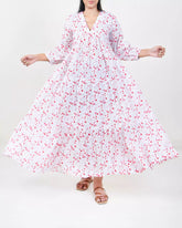Floral Hand Printed Casual Maxi Dress for Women&