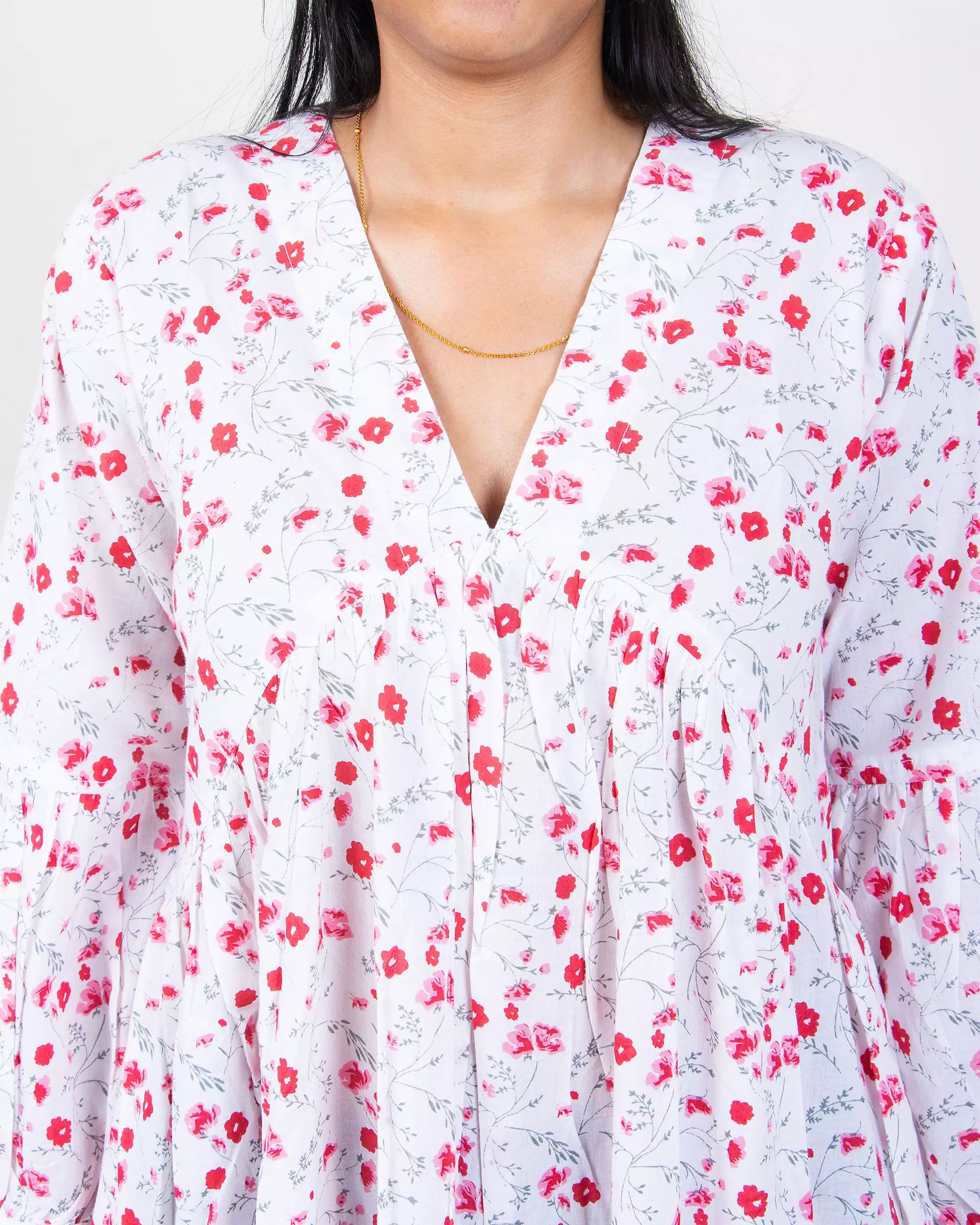 Floral Hand Printed Casual Maxi Dress for Women&
