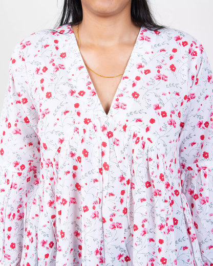 Floral Hand Printed Casual Maxi Dress for Women&