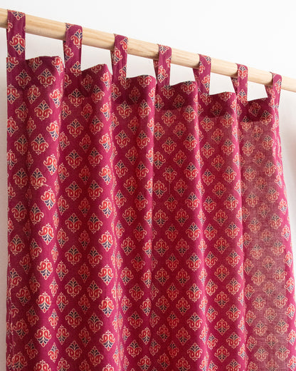 Floral Indian Block Print Pure Cotton Curtains