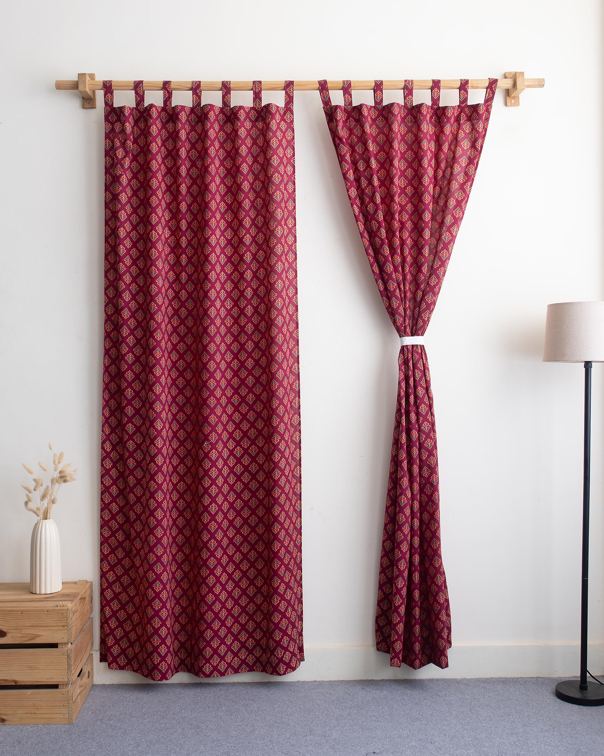 Floral Indian Block Print Pure Cotton Curtains