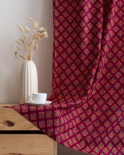 Floral Indian Block Print Pure Cotton Curtains