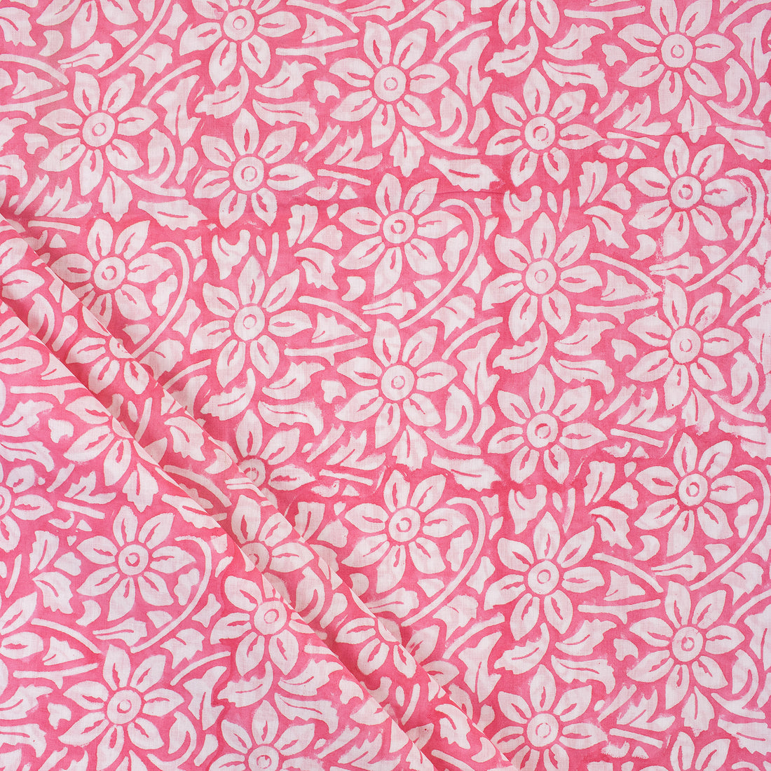 Floral Indian Block Printed Cotton Voile Fabric