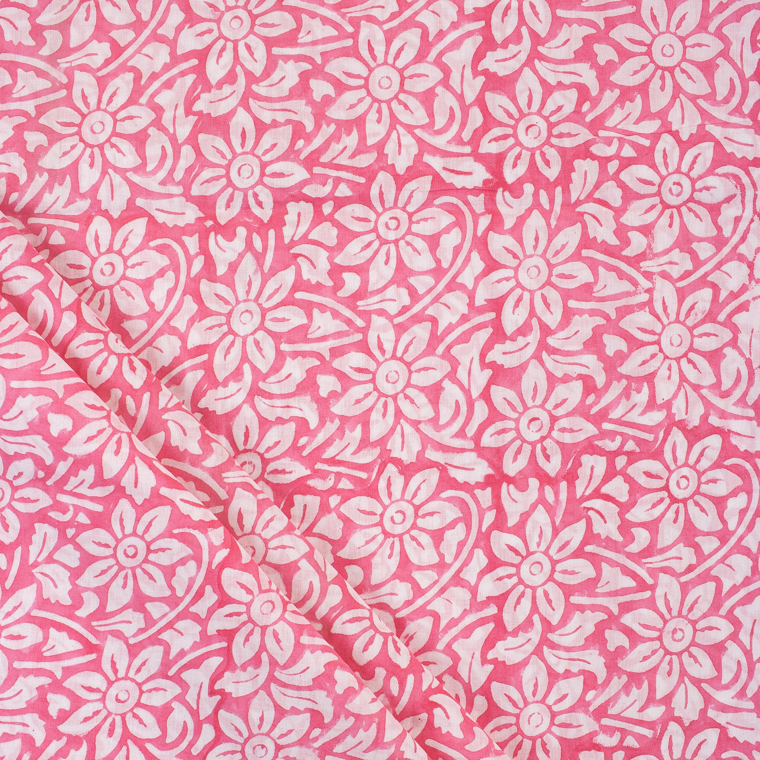 Floral Indian Block Printed Cotton Voile Fabric