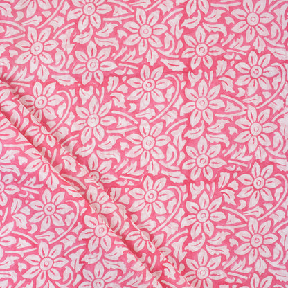Floral Indian Block Printed Cotton Voile Fabric