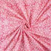 Floral Indian Block Printed Cotton Voile Fabric