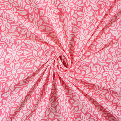 Floral Indian Block Printed Cotton Voile Fabric