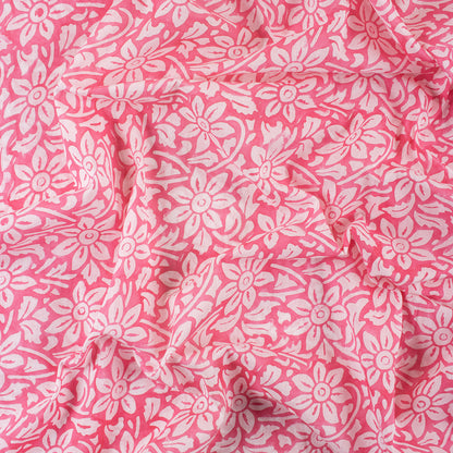 Floral Indian Block Printed Cotton Voile Fabric