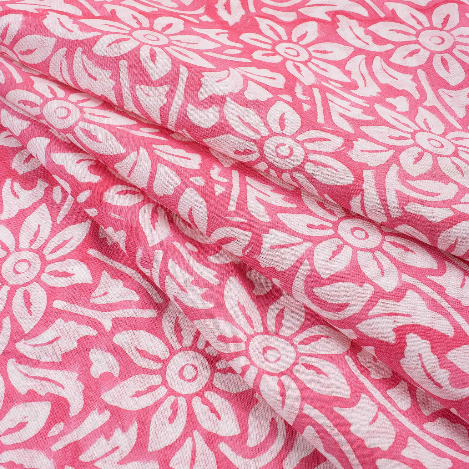 Floral Indian Block Printed Cotton Voile Fabric