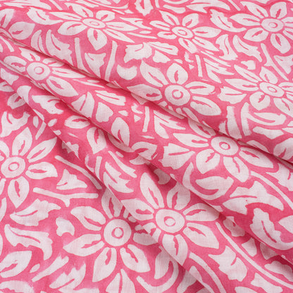 Floral Indian Block Printed Cotton Voile Fabric