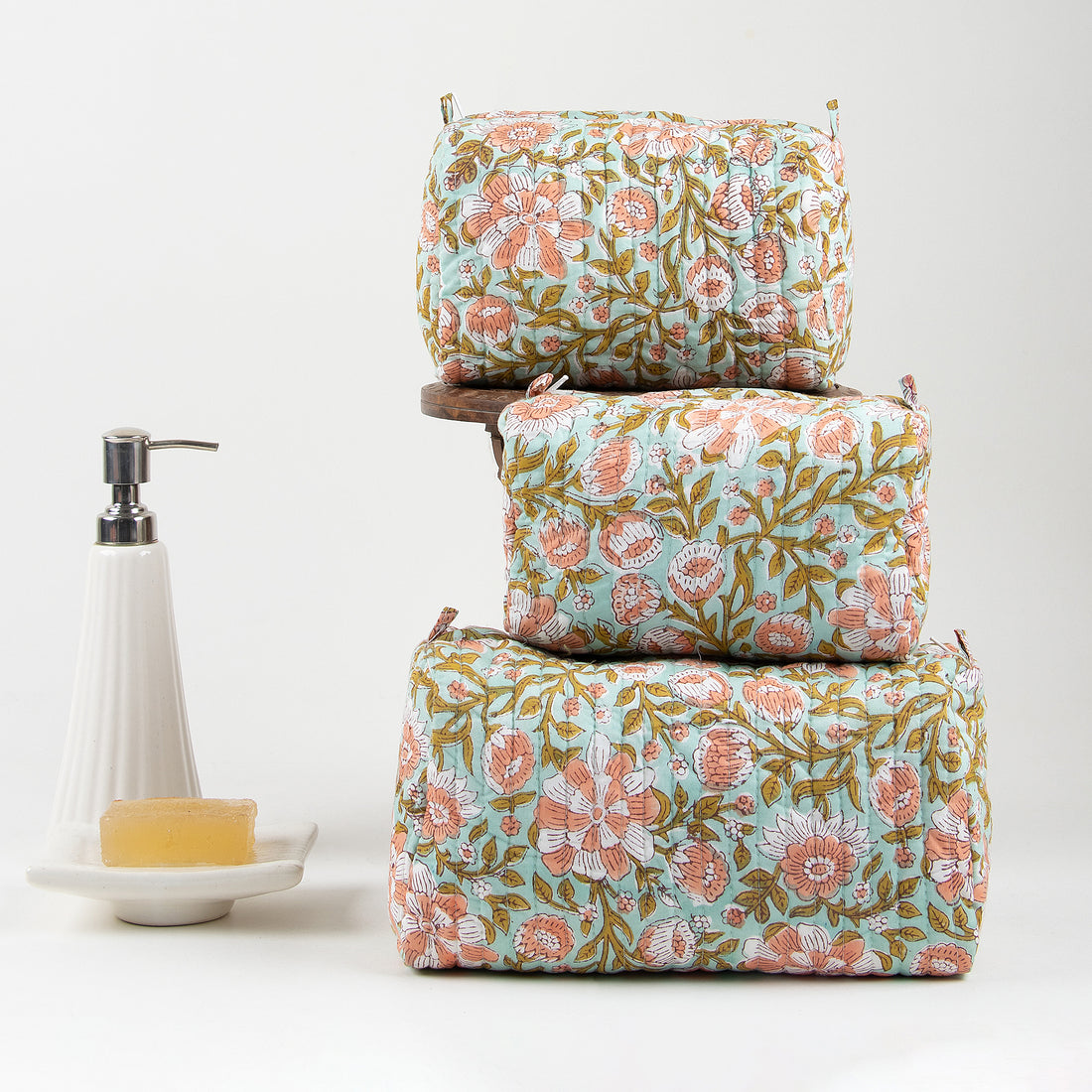 Floral Indian Handmade Pure Cotton Toiletry Bags