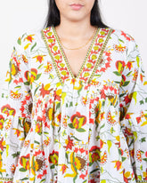 Floral Maxi Dress Hand Block Printed with Sleeves 