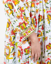 Floral Maxi Dress Hand Block Printed with Sleeves 