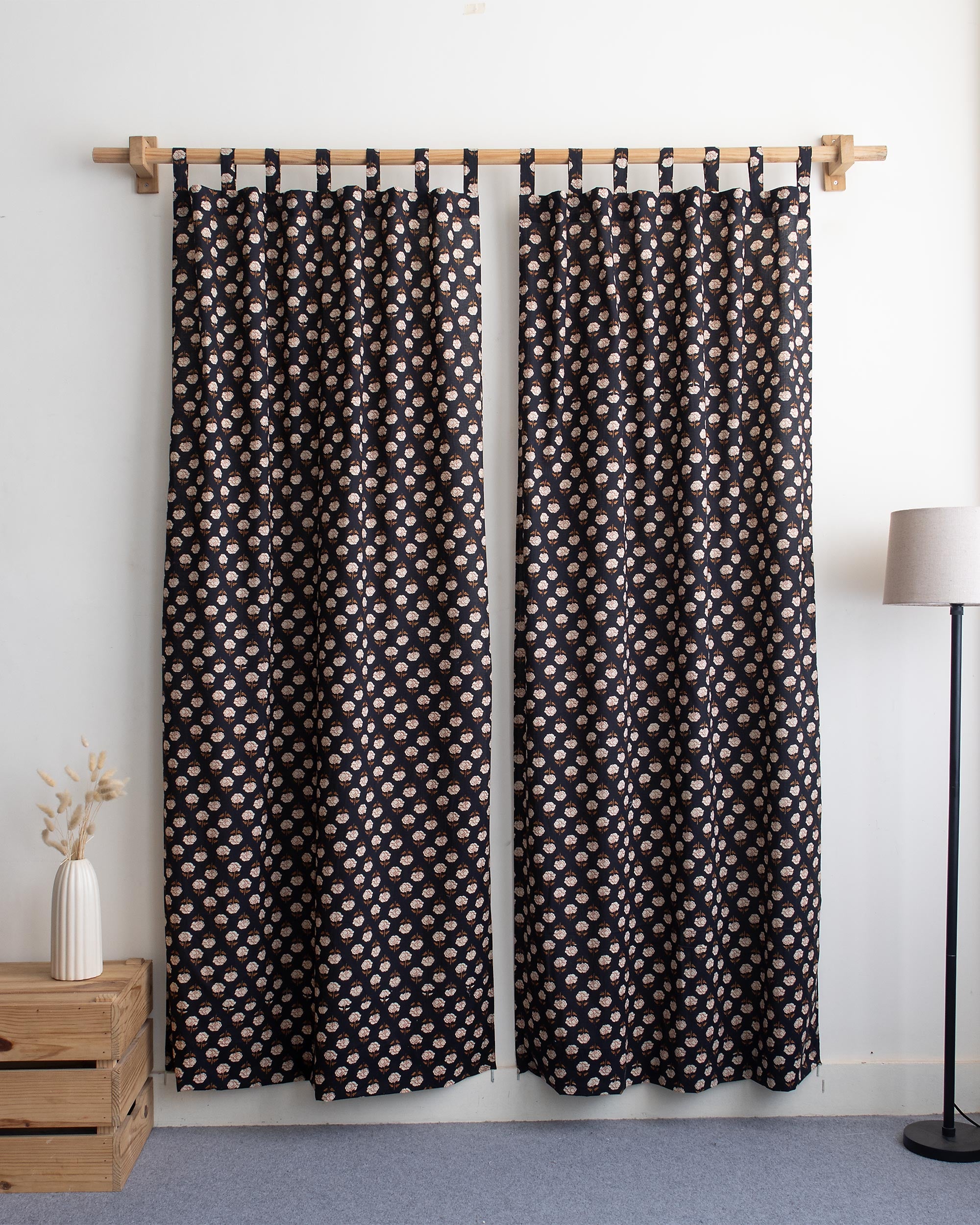 Floral Organic Cotton Block Print Curtains in India