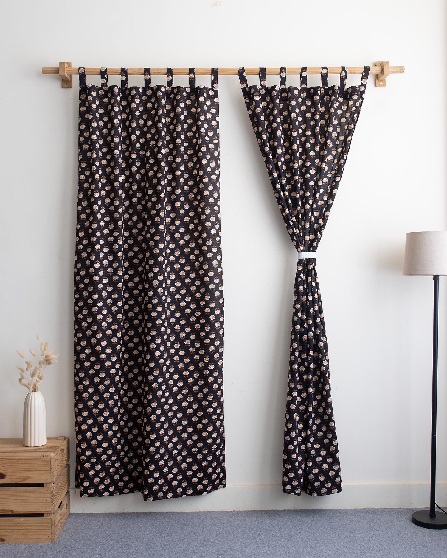 Floral Organic Cotton Block Print Curtains in India