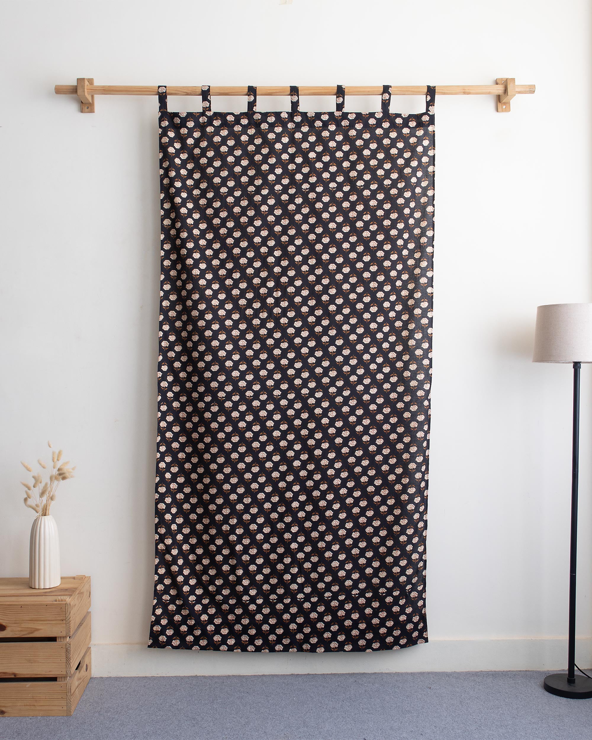 Floral Organic Cotton Block Print Curtains in India
