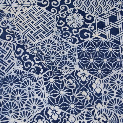 Floral Printed Cotton Indigo Blue Fabric