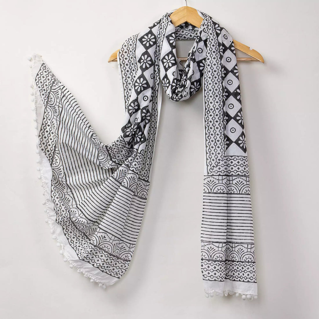 Floral Pure Cotton Hand Block Printed Duptatta For Women&