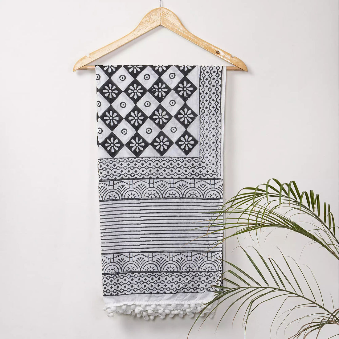 Floral Pure Cotton Hand Block Printed Duptatta For Women&