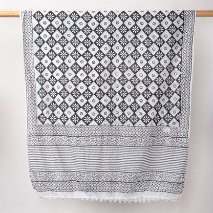 Floral Pure Cotton Hand Block Printed Duptatta For Women&