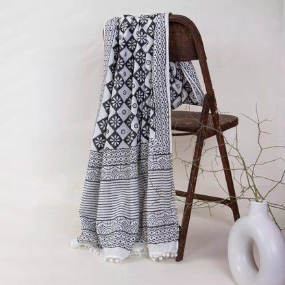 Floral Pure Cotton Hand Block Printed Duptatta For Women&